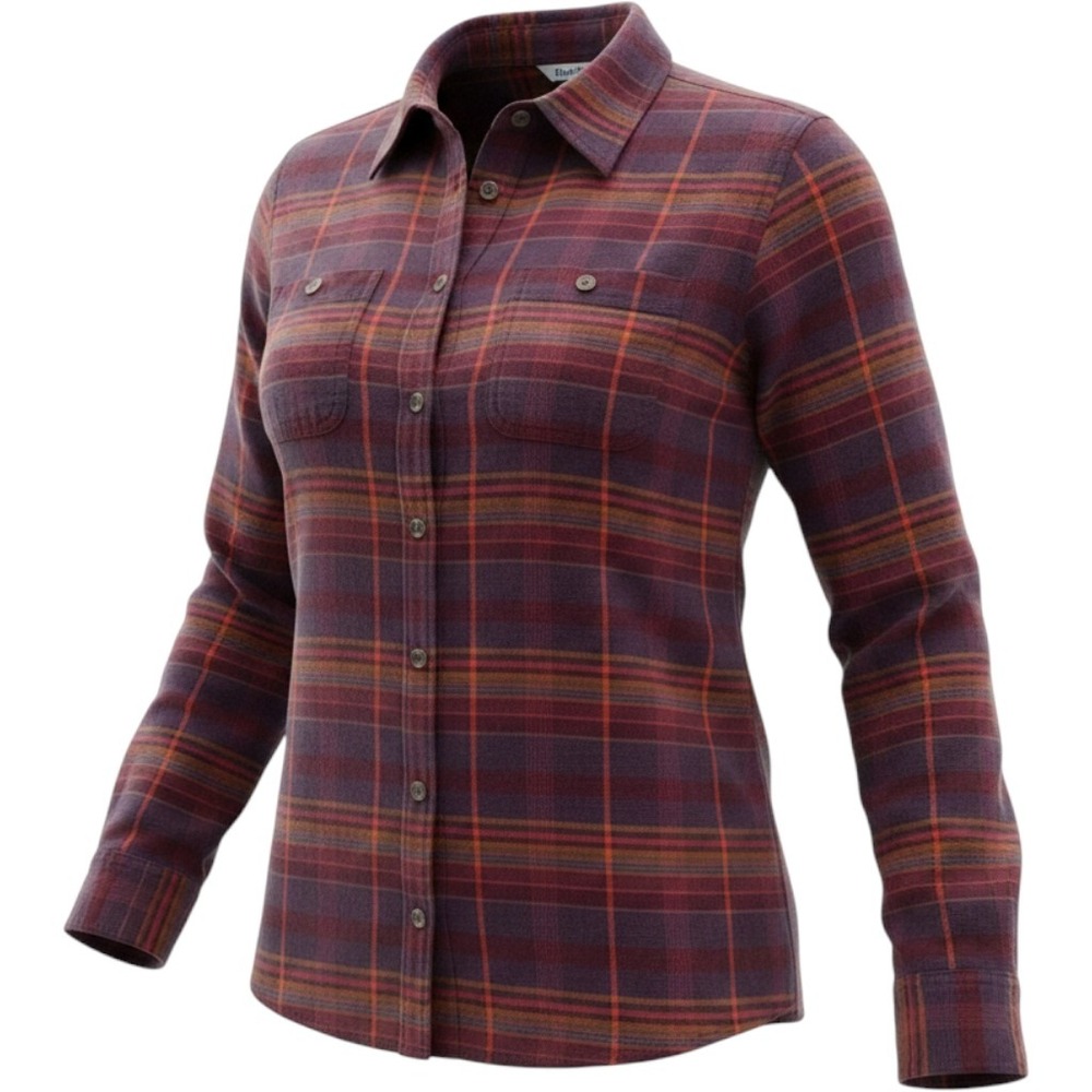 Duluth Trading Co Womens Free Swingin Flannel Shirt Medium Burgundy Plaid L/S